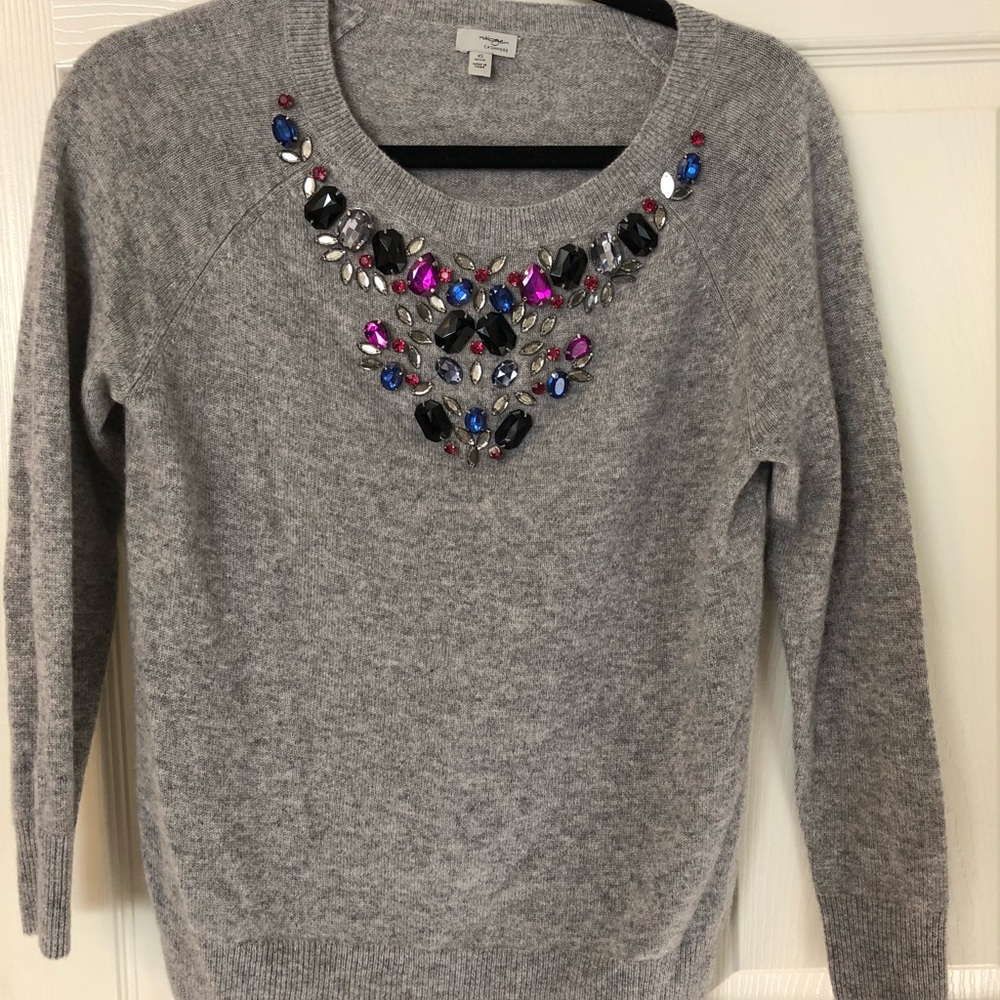 Halogen Cashmere Sweater with Jewels